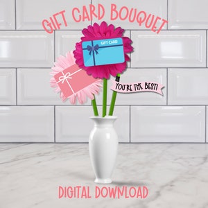 DIY Gift Card Flower Bouquet, Gift for Mother's Day, Teacher Appreciation, Birthday