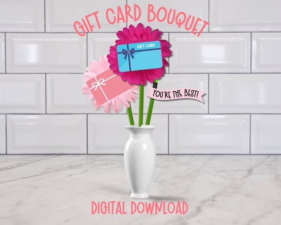DIY Gift Card Flower Bouquet, Gift for Mother's Day, Teacher Appreciation, Birthday, Thank You