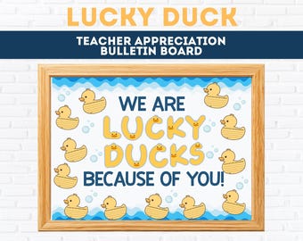 Kit de tablón de anuncios de agradecimiento al profesorado Lucky Duck, decoración de puerta de agradecimiento al personal, cartel de la semana de agradecimiento al profesorado