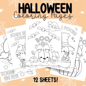 Cute Halloween Coloring Cat - Etsy