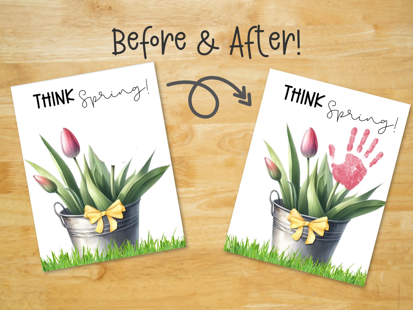 Spring Handprint Art Bundle - Printable Craft Templates, Keepsake for ...