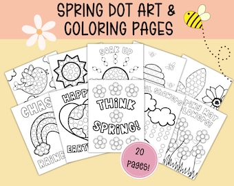 Spring Dot Marker Activity, Printable Coloring Pages for Preschool and Daycare
