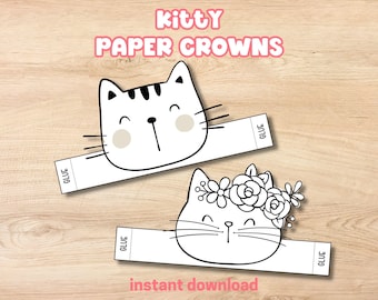 Couronnes de chatons à imprimer, coloriages pour enfants, cadeau d'anniversaire sur le thème chat bricolage