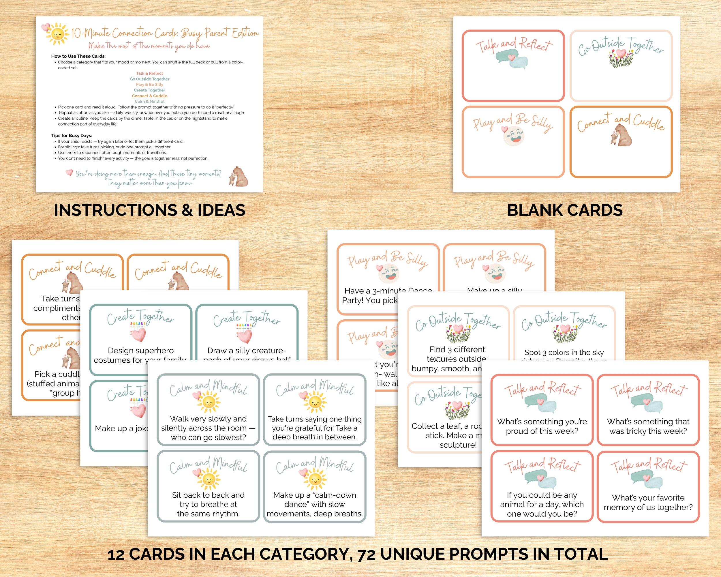 Printable Connection Cards for Parents & Kids – 10 Minute Activities ...