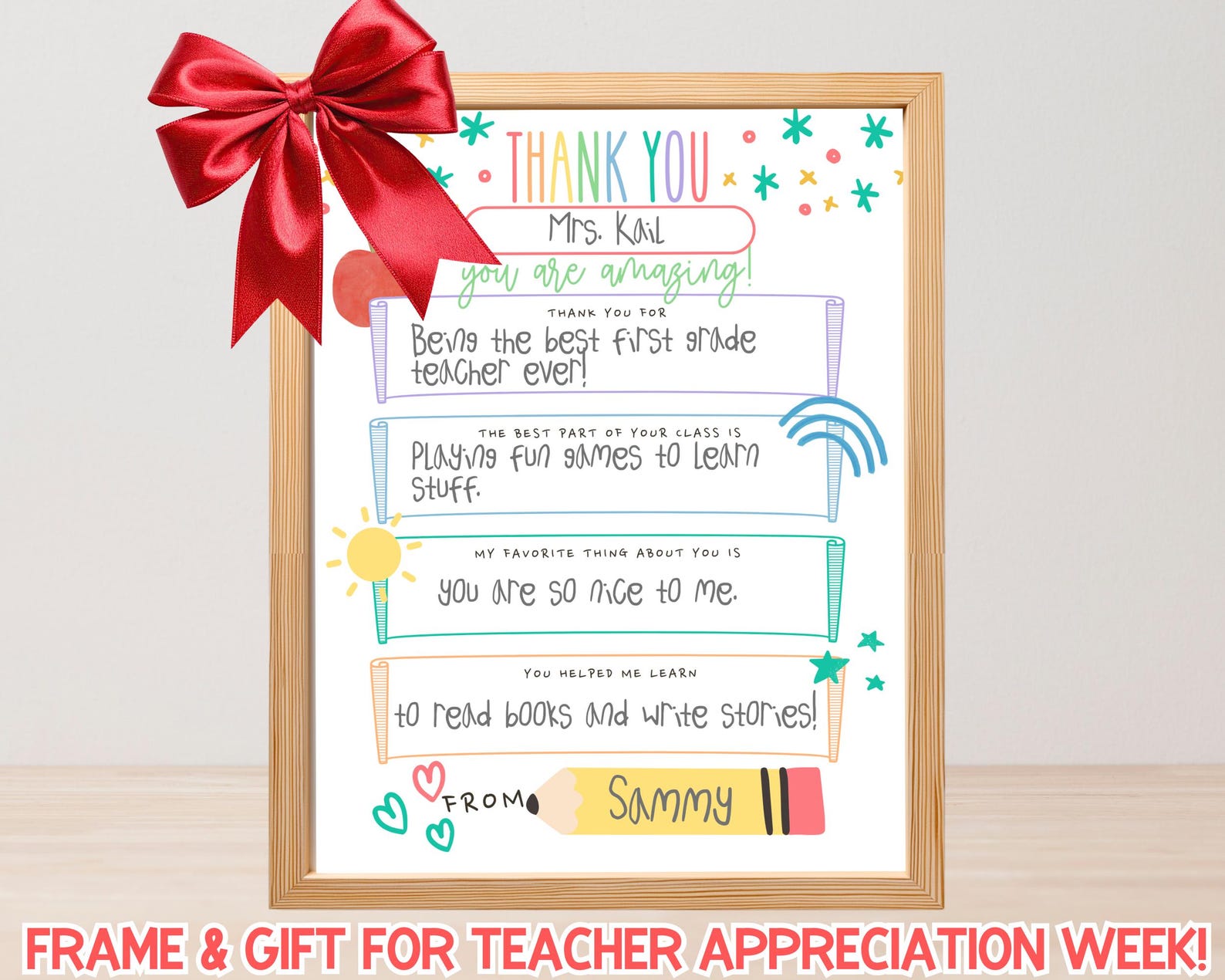 Teacher Appreciation Card Printable, End of Year Teacher Thank You Card ...