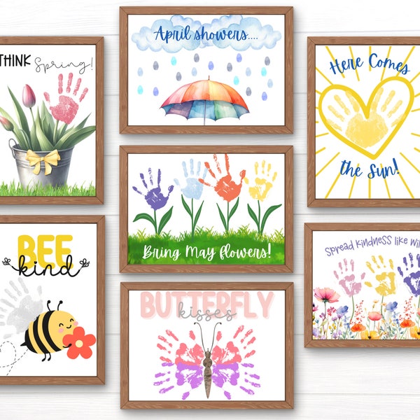 Spring Handprint Art Bundle - Printable Craft Templates, Keepsake for Babies, Toddlers, Preschoolers, and Daycare