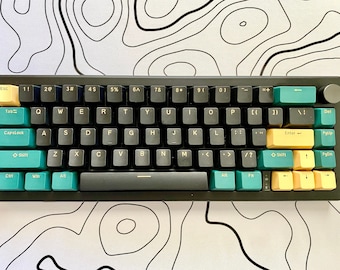 Custom GMK67 Mechanical Keyboard: Black, Teal & Yellow, Gateron Milky Yellow Switches