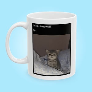 Did You Sleep Well? Angy Eepy Kitten Mug 11oz, Cat Coffee Mug, Cat Mug, Meme Mug, Funny Mug, Cute Cat, Sleepy Cat Meme Mug