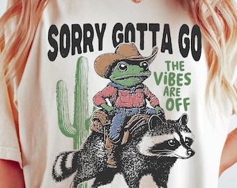 Vibes Are Off Comfort Colors® T-Shirt, Sorry Gotta Go, Vintage Frog Tshirt, Funny Retro Shirt, Graphic Tee, Funny Unisex Aesthetic Tshirt
