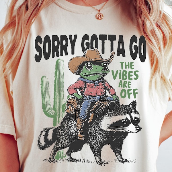 T-shirt Vibes Are Off Comfort Colors®, Sorry Gotta Go, T-shirt grenouille vintage, Chemise rétro amusante, T-shirt graphique, T-shirt esthétique unisexe amusant