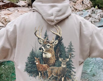 Vintage Deer Hoodie: Unisex Retro Nature Shirt, Outdoorsy Deer Hunting Sweatshirt