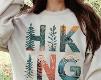 Hiking Sweatshirt, Retro Nature Shirt, Outdoorsy Sweatshirt, Hiker Shirt, Camping Oversized Sweatshirt, Trendy Hiking Shirt, Pine Tree Shirt