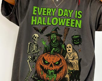 Vintage Halloween Comfort Colors® Shirt, Every Day is Halloween, Unisex Retro Halloween Horror Aesthetic, Spooky Halloween Witch Graphic Tee