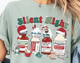 Silent Night Comfort Colors® Christmas Shirt: Funny Nurse Holiday Tee