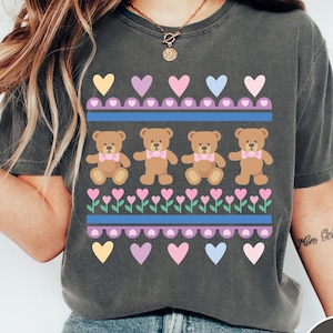 Vintage Original 1980s Teddy Bears Comfort Colors® T-Shirt, Retro Teddy Bears With Hearts Tshirt, Blue Ribbon Funny Retro Shirt, Graphic Tee