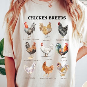Chicken Comfort Colors® Tshirt, Chicken Breeds Shirt, Chicken Lover Shirt, Funny Retro Chicken Shirt, Farm Animal Tshirt, Chicken Girl Tee