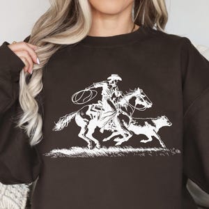 Cowboy Roping Western Sweatshirt, Retro Western Graphic Shirt, Vintage Country Western Sweatshirt, Rodeo Shirt, Country Girl Sweatshirt