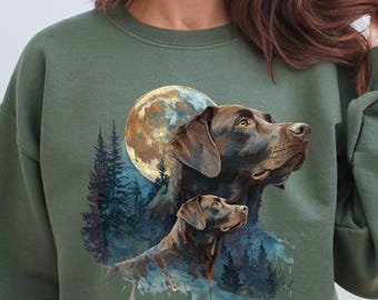 Vintage Chocolate Lab Sweatshirt - Retro Labrador Shirt - Unisex Dog Lover Crewneck