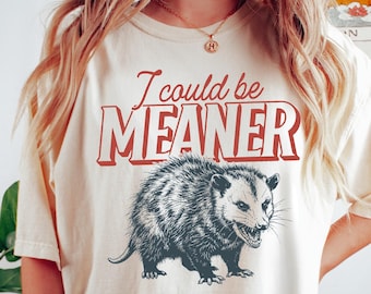 I Could Be Meaner Comfort Colors® T-Shirt, Vintage Possum Tshirt, Funny Retro Shirt, Sarcastic Graphic Tee, Funny Women's Aesthetic Shirt