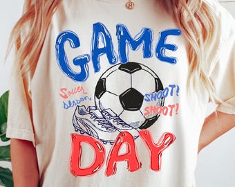 Soccer Game Day Comfort Colors® T-Shirt, Gameday Doodle Soccer Tee, Trendy Women's Soccer Shirt, Sports Mom Shirt, Game Day Tee