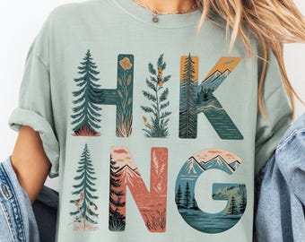 Hiking Comfort Colors® T-Shirt, Retro Nature Shirt, Outdoorsy Tshirt, Hiker Shirt, Camping Oversized Graphic Tee, Trendy Hiking Shirt