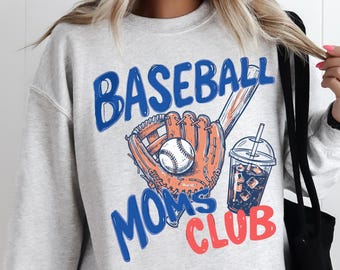 Sudadera del Club de Mamás de Béisbol, Camiseta de Béisbol con Doodle para el Día del Partido, Sudadera de Béisbol Moderna para Mujer, Camiseta Deportiva para Mamás, Camiseta para el Día del Partido