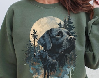 Vintage Black Lab Sweatshirt - Retro Labrador Shirt - Unisex Dog Lover Crewneck