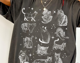 Vintage Cats Shirt, Faded Retro Cat Shirt, Unisex Comfort Colors TShirt, Cat Lover Gift, Graphic Tee, Oversized T Shirt, Cat Aesthetic