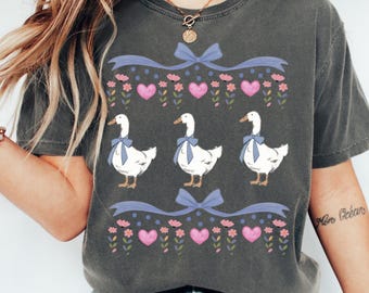 Colorful Vintage Original 1980s Blue Ribbon Goose Comfort Colors® T-Shirt, Retro Goose With Hearts Tshirt, Funny Retro Shirt, Graphic Tee