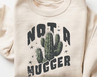 Sudadera Not A Hugger, sudadera divertida, camiseta vintage retro con gráfico de cactus, camiseta introvertida, sudadera antisocial, regalo divertido de moda