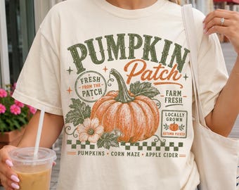 Vintage Pumpkin Patch Shirt, Retro Fall Comfort Colors® T-Shirt, Farm Fresh Autumn Tee, Pumpkin Shirt, Cute Fall Graphic Tee, Pumpkin Gift