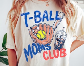 T-Ball Moms Club Comfort Colors® T-Shirt, Gameday Doodle Baseball Tee, Trendy Women's Tball Shirt, Sports Mom Shirt, Game Day Tee