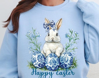 Happy Easter Sweatshirt, Retro Easter Sweatshirt, Trend Easter Bunny Shirt, Easter Egg Sweatshirt, Vintage Easter Shirt, Spring Crewneck