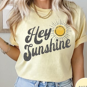 Hey Sunshine Comfort Colors® T-Shirt, Retro Boho 70's Shirt, Positive Vibes Graphic Tee, Vintage Kindness Shirt