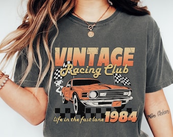 Vintage 80's Racing Club Comfort Colors® Shirt, Vintage Retro Graphic Race Car Tshirt, Race Track Oversized Aesthetic Tee, 1984 Racing Club
