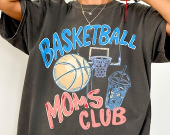 Basketball Moms Club Comfort Colors® T-Shirt, Gameday Doodle Basketball Tee, Trendy Women's Basketball Shirt, Sports Mom Shirt, Game Day Tee