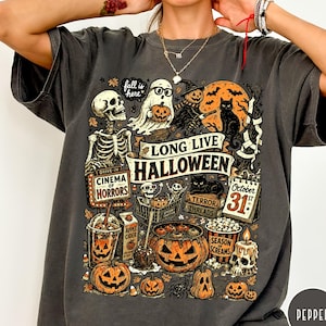 Camiseta vintage de Halloween, Camiseta Comfort Colors® Long Live Halloween, Camiseta gráfica de la temporada espeluznante, Camiseta retro de Halloween, Regalo para amantes de Halloween