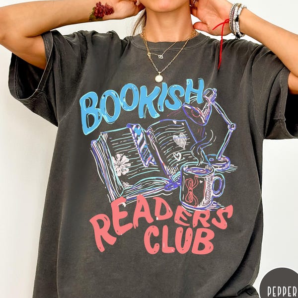 Bookish Readers Club Comfort Colors® T-Shirt, Retro Book Club Shirt, Book Lover Tee, Bookworm Shirt, Vintage Reading Tee, Bookish Gift
