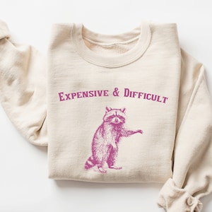 Expensive and Difficult Sweatshirt, Raccoon Shirt, Funny