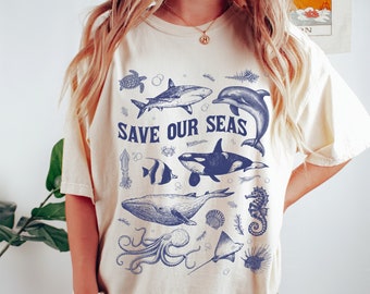 Salvar nuestra camiseta de los mares, proteger nuestra camiseta de los océanos, camisa de tiburón, salvar la camisa del océano, respetar la camisa local, camisas de surf, amante del océano