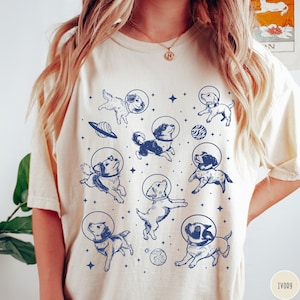 Dogs in Space Shirt, Funny Dog Tshirt, Comfort Colors T-Shirt, Oversized Shirt, Aesthetic Graphic Retro Vintage T Shirt, Dog Lover Gift