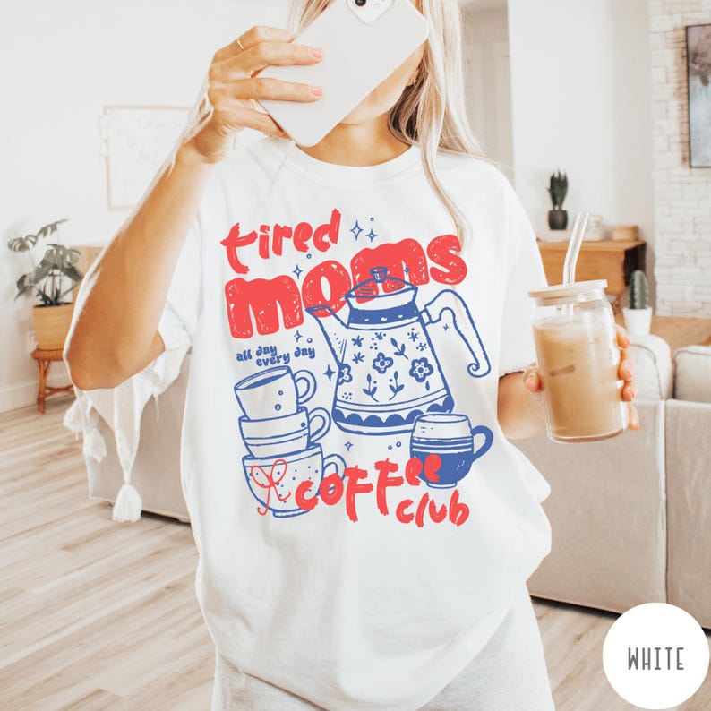 Tired Moms Coffee Club Comfort Colors® T-Shirt, Funny Retro Coffee Lover Graphic Tee, Mom Life T Shirt, Vintage Preppy Espresso Shirt image 19