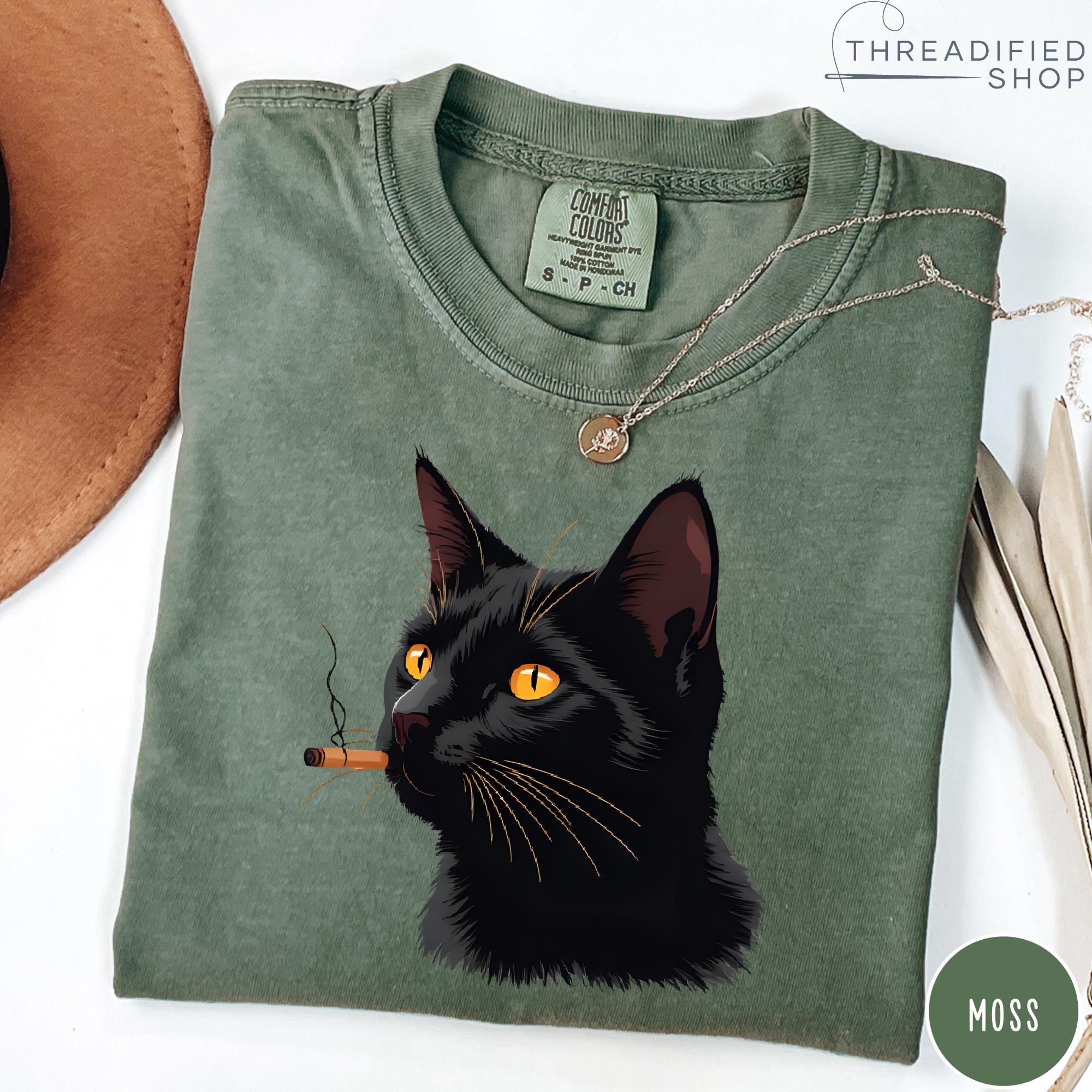 Cat Smoking Comfort Colors® Shirt, Funny Cat Tshirt, Grunge Aesthetic Shirt,  Graphic Retro Vintage T Shirt, Funny Cat Lover Gift, Cat Tee