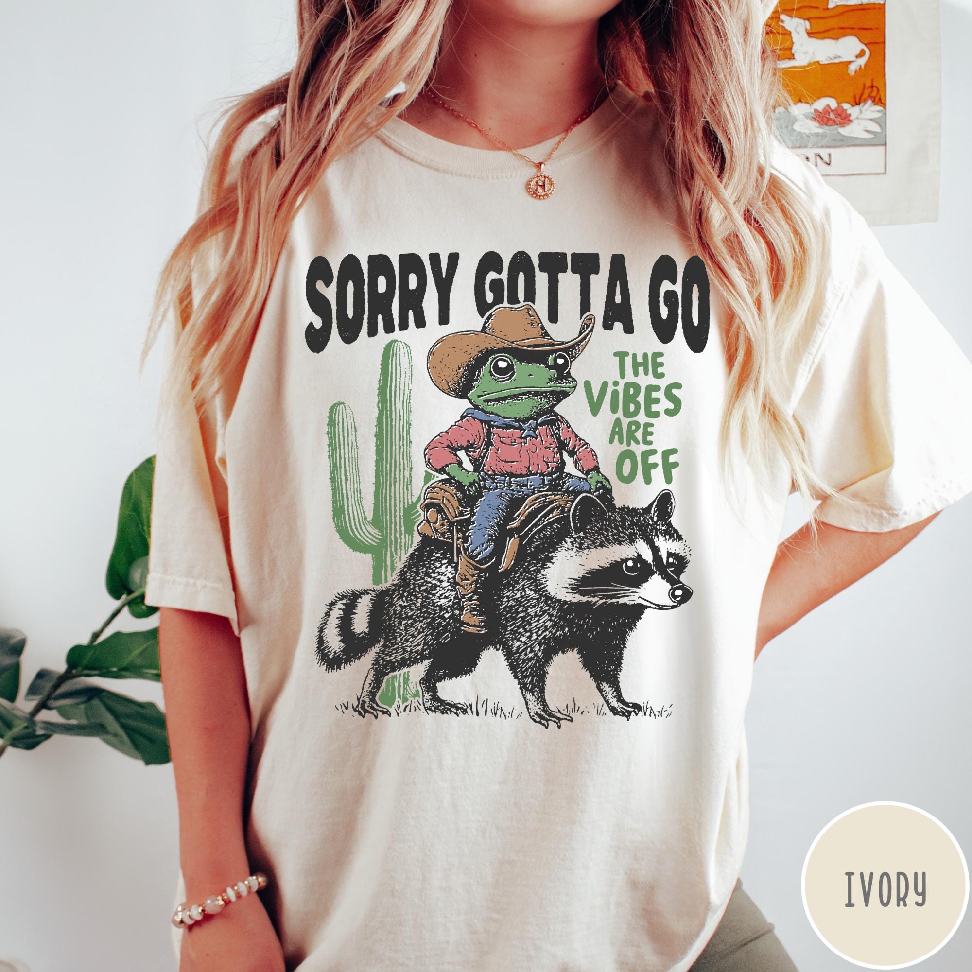Vibes Are Off Comfort Colors® T-Shirt, Sorry Gotta Go, Vintage Frog Tshirt, Funny Retro Shirt, Graphic Tee, Funny Unisex Aesthetic Tshirt