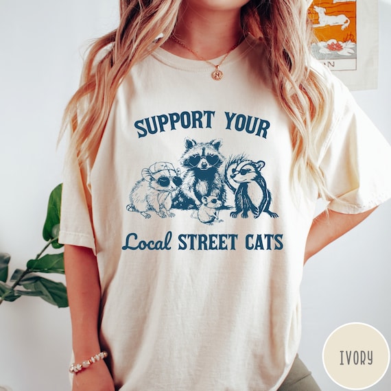 Support Your Local Street Cats Shirt, Vintage Raccoon Possum Skunk