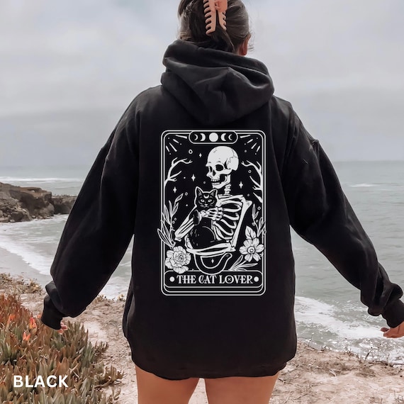 Cat Lover Tarot Card Hoodie, Funny Cat Shirt, Cat Lover Gift, Oversized Hoodie, Aesthetic Graphic Retro Vintage Shirt, Cat Lover Sweatshirt