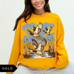 Vintage Ducks Sweatshirt - Unisex Retro Mallard Shirt Gold