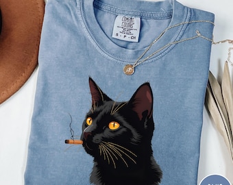 cat cigarette t shirt Cat Smoking Comfort Colors® Shirt, Funny Cat Tshirt, Grunge Aesthetic  Shirt, Graphic Retro Vintage T Shirt, Funny Cat Lover Gift, Cat Tee