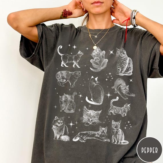 Vintage Cats Shirt, Faded Retro Cat Shirt, Unisex Comfort Colors TShirt, Cat Lover Gift, Graphic Tee, Oversized T Shirt, Cat Aesthetic