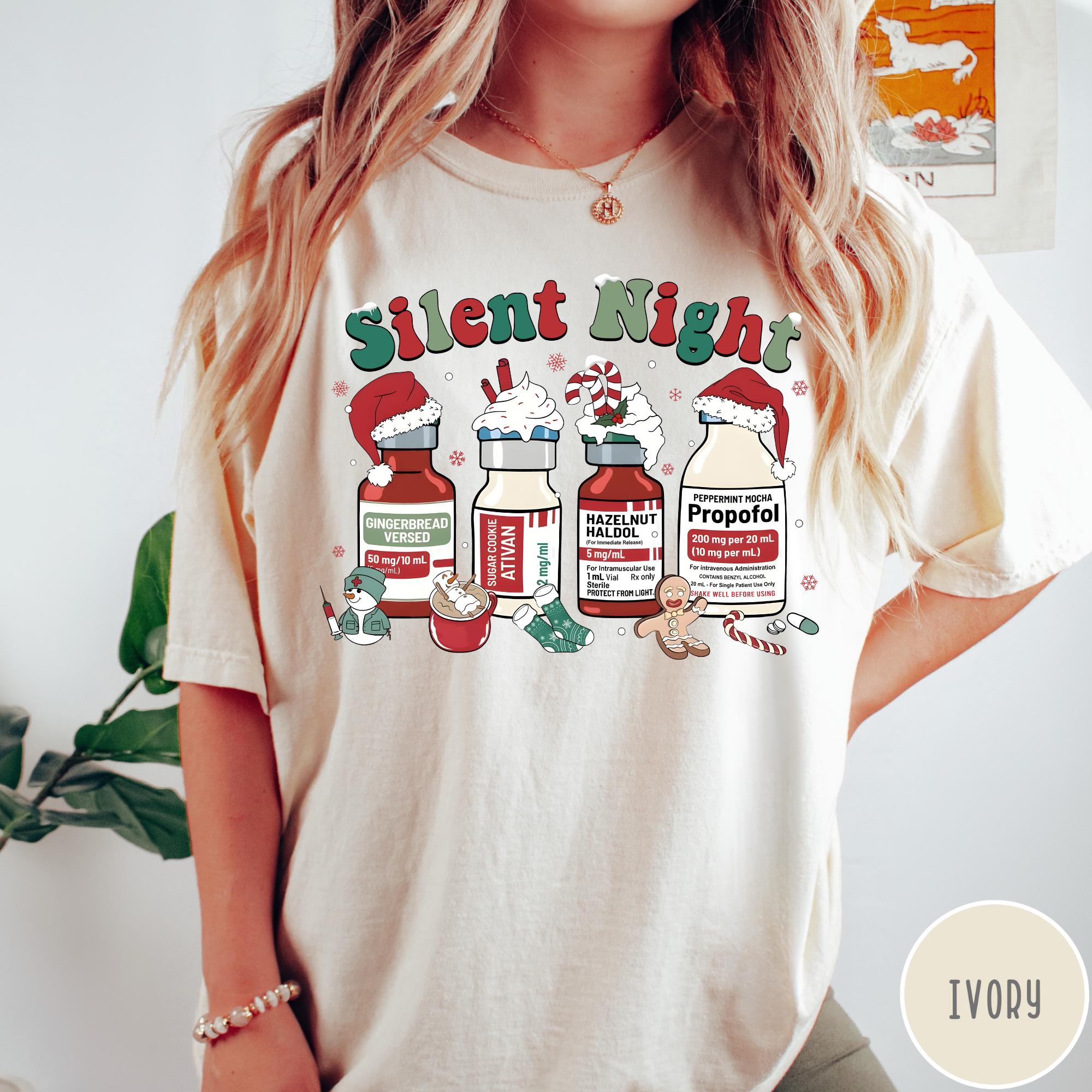 Silent Night Comfort Colors® Christmas Shirt: Funny Nurse Holiday